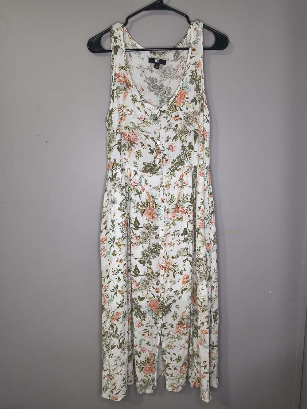Frye Women's Maxi Dress Sleeveless Button Front Floral Cottage Core Fairy Sz M